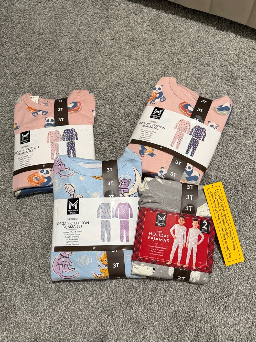 New! Organic Cotton Kids Pajama Set - Pink & Blue 3T
